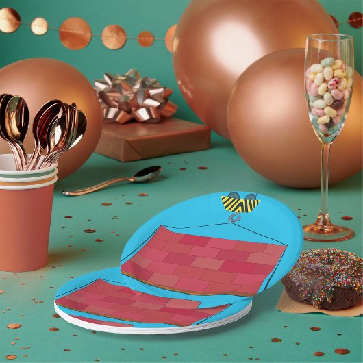 Bouwkraan Hefbakstenen muur Papieren Bordje