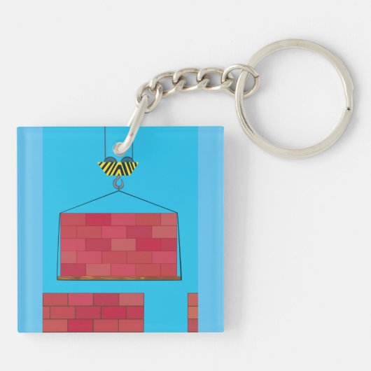 Bouwkraan Hefbakstenen muur Sleutelhanger (Achterkant)