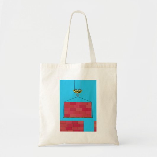 Bouwkraan Hefbakstenen muur Tote Bag (Voorkant)