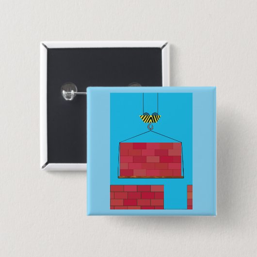 Bouwkraan Hefbakstenen muur Vierkante Button 5,1 Cm (Voorkant /achterkant)