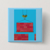 Bouwkraan Hefbakstenen muur Vierkante Button 5,1 Cm (Voorkant)