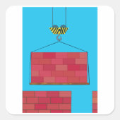 Bouwkraan Hefbakstenen muur Vierkante Sticker (Voorkant)