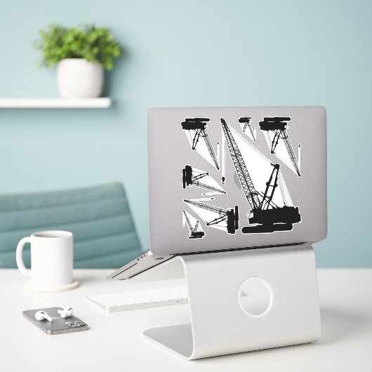 Bouwkraan Icon Sticker Set (Laptop op bureau)