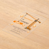 Bouwkraan Kinder & Volwassenen Verjaardag Acryl Uitnodigingen (Laagn)