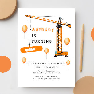 Bouwkraan Kinder & Volwassenen Verjaardag Kaart