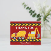 Bouwkraan Kinderverjaardagsfeestje Bedankt Briefkaart (Staand voorkant)