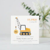 Bouwkraan Voertuig Elke zondag uitnodigen Bedankkaart (Staand voorkant)