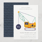 Bouwkraan Voertuig Elke zondag uitnodigen Bedankkaart (Voorkant / Achterkant)