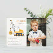 Bouwkraan Voertuig Foto van Birthday Invite Bedankkaart (Staand voorkant)