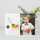 Bouwkraan Voertuig Foto van Birthday Invite Bedankkaart (Staand voorkant)