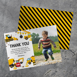 Bouwkundige vrachtwagen kinderverjaardagsfoto bedankkaart