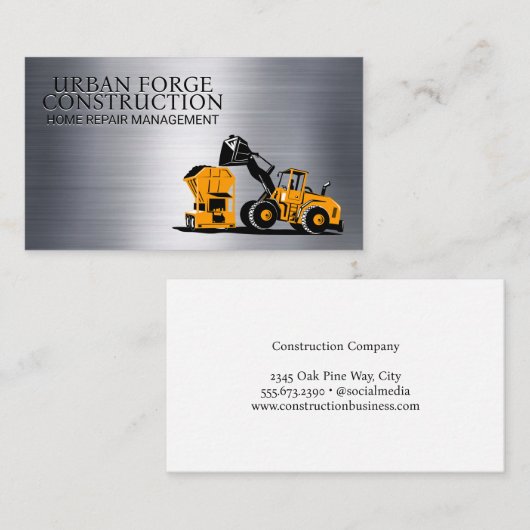 Bouwlading Lader | Metaal Borstel Visitekaartje (Voorkant / Achterkant)