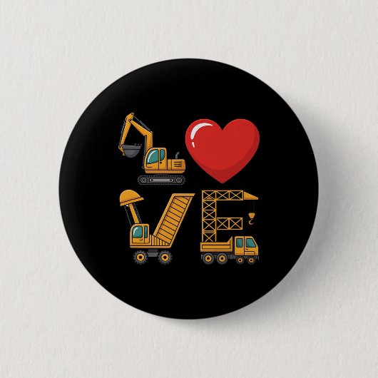 Bouwliefde graafmachine vrachtwagen hijskraan ronde button 5,7 cm (Voorkant)