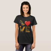 Bouwliefde graafmachine vrachtwagen hijskraan t-shirt (Voorkant volledig)