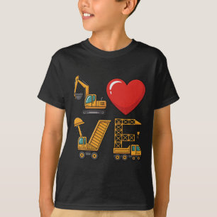 Bouwliefde graafmachine vrachtwagen kraan t-shirt