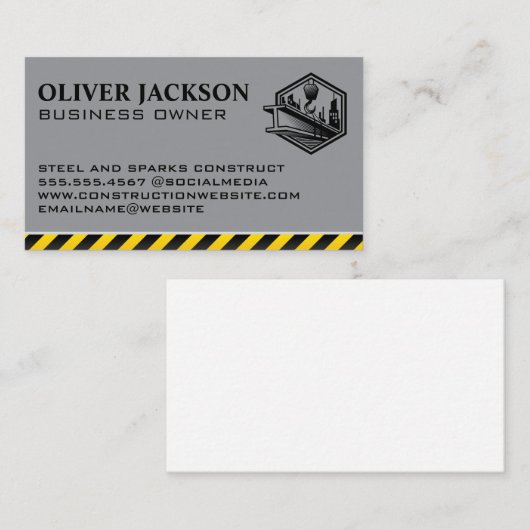 Bouwlier het opheffen van staalstraal visitekaartje (Voorkant / Achterkant)
