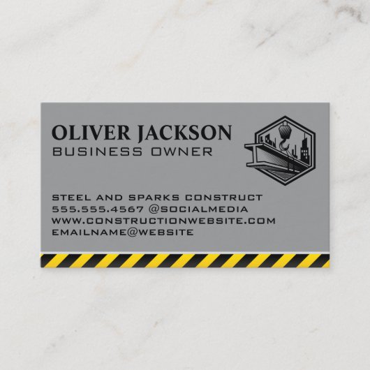Bouwlier het opheffen van staalstraal visitekaartje (Voorkant)