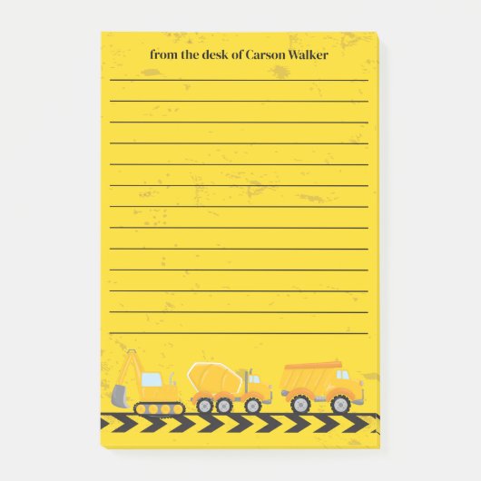 Bouwmachine Aangepast voor Kinderen Geel Gelinieer Post-it® Notes (Voorkant)