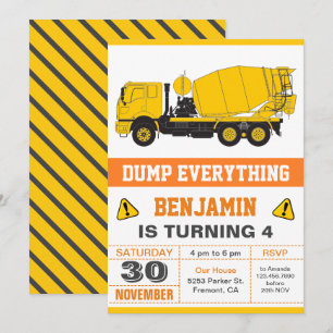Bouwmachine Betonmixer Verjaardagsfeestje voor Kin Kaart