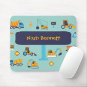 Bouwmachine Muismat voor Kinderen met Naam (Met muis)