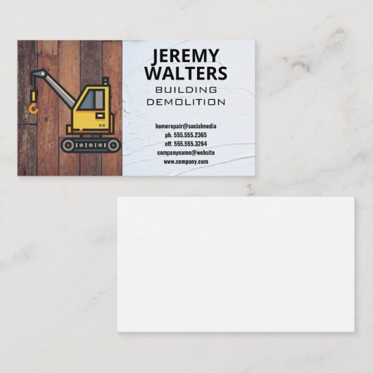 Bouwmachine | Sloopwerk Visitekaartje (Voorkant / Achterkant)