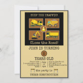 Bouwmachine Truck Kinderen Verjaardagsfeestje Deco Kaart (Voorkant)