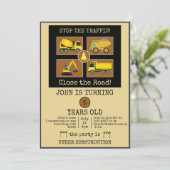 Bouwmachine Truck Kinderen Verjaardagsfeestje Deco Kaart (Staand voorkant)