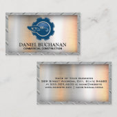 Bouwmachine | Versnellingen | Metalen Achtergrond Visitekaartje (Voorkant / Achterkant)