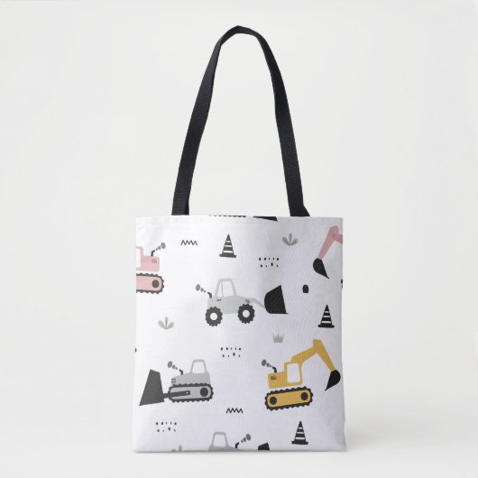 Bouwmachinepatroon Boodschappentas Tote Bag (Voorkant)