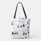 Bouwmachinepatroon Boodschappentas Tote Bag (Achterkant)