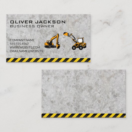 Bouwmachines | Beton achtergrond Visitekaartje (Voorkant / Achterkant)