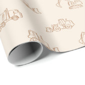 Bouwmachines Bouwer Jongen Vrachtwagen Beige Cadeaupapier (Rol Hoek)