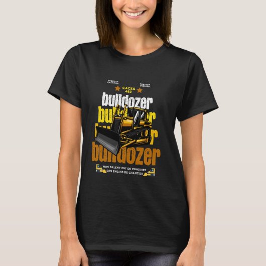 Bouwmachines, bulldozer, bouwtrekker t-shirt (Voorkant)