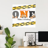 Bouwmachines Eerste Verjaardag Dumptruck Poster (Thuiskantoor)