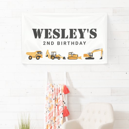 Bouwmachines Jongen Verjaardag Spandoek (Insitu)