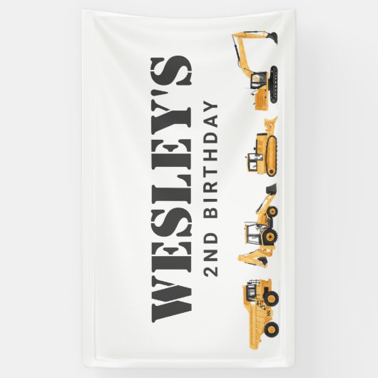 Bouwmachines Jongen Verjaardag Spandoek (Verticaal)