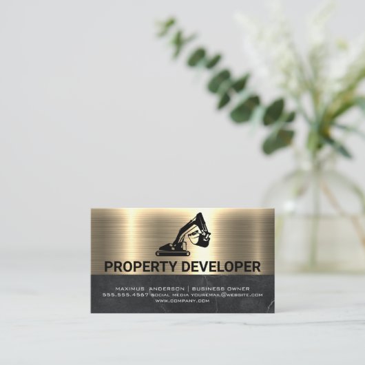 Bouwmachines | Metaalgoud Visitekaartje (Staand voorkant)