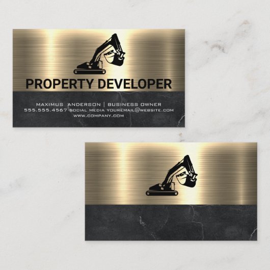 Bouwmachines | Metaalgoud Visitekaartje (Voorkant / Achterkant)