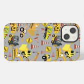 Bouwmachines patroon iPhone hoesje (Achterkant horizontaal)