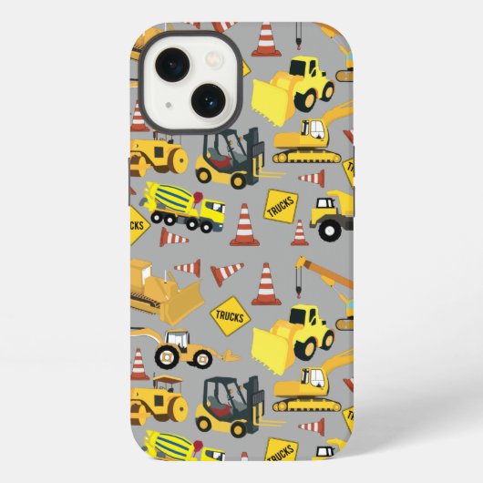 Bouwmachines patroon iPhone hoesje (Achterkant)