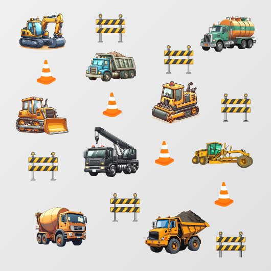Bouwmachines Raamsticker (Vel)