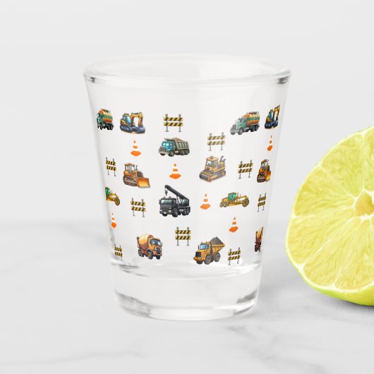 Bouwmachines Shot Glas (Voorkant)
