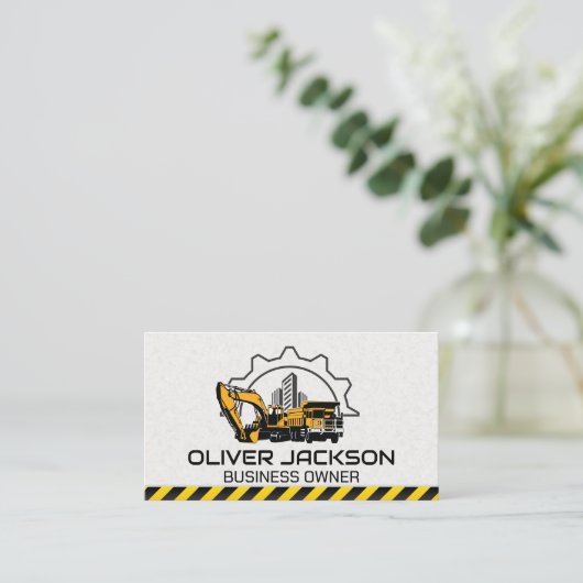 Bouwmachines | Stadsachtergrond Visitekaartje (Staand voorkant)