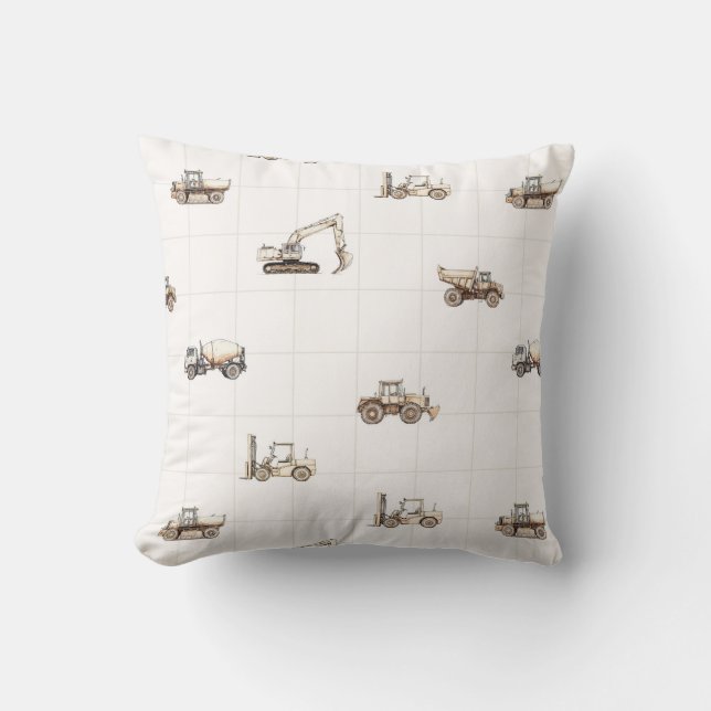 Bouwmachines zwaar materieel beige  kussen (Voorkant)