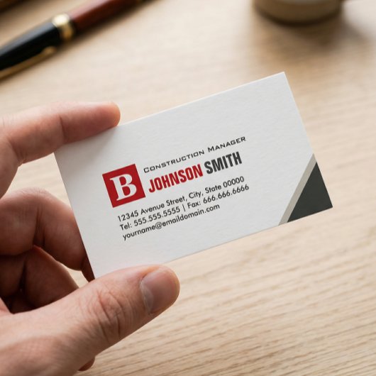 Bouwmanager - Eenvoudig grafisch rood Visitekaartje