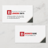Bouwmanager - Eenvoudig grafisch rood Visitekaartje (Voorkant / Achterkant)