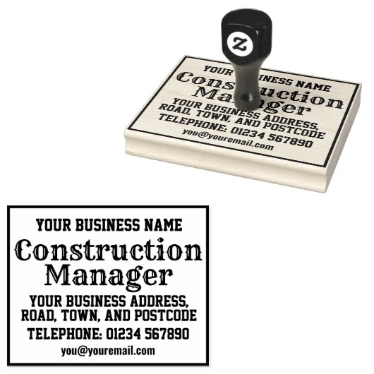 Bouwmanager met naam, adres, enz. rubberstempel (Gestempeld)