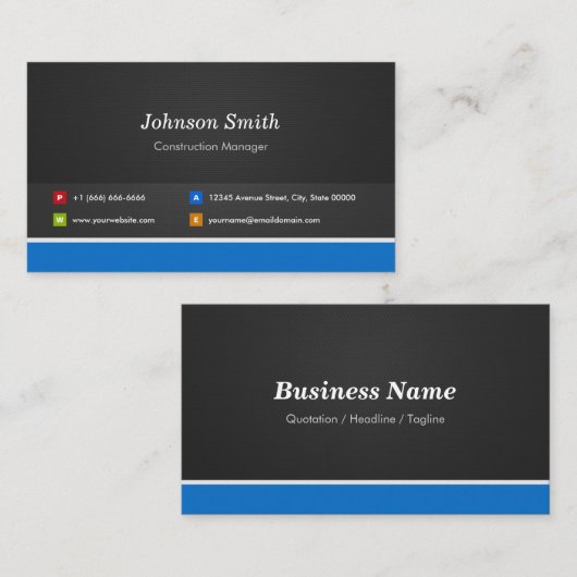 Bouwmanager -  professioneel visitekaartje (Voorkant / Achterkant)