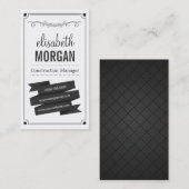 Bouwmanager - Retro Black en White Visitekaartje (Voorkant / Achterkant)
