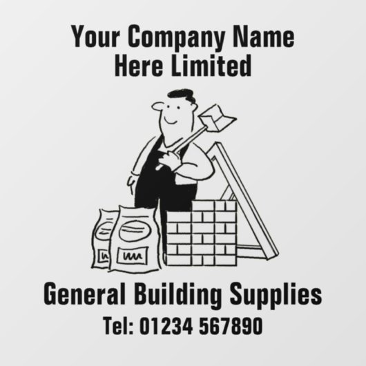 bouwmaterialen- of bouwmaterialenbedrijf raamsticker (Vel)